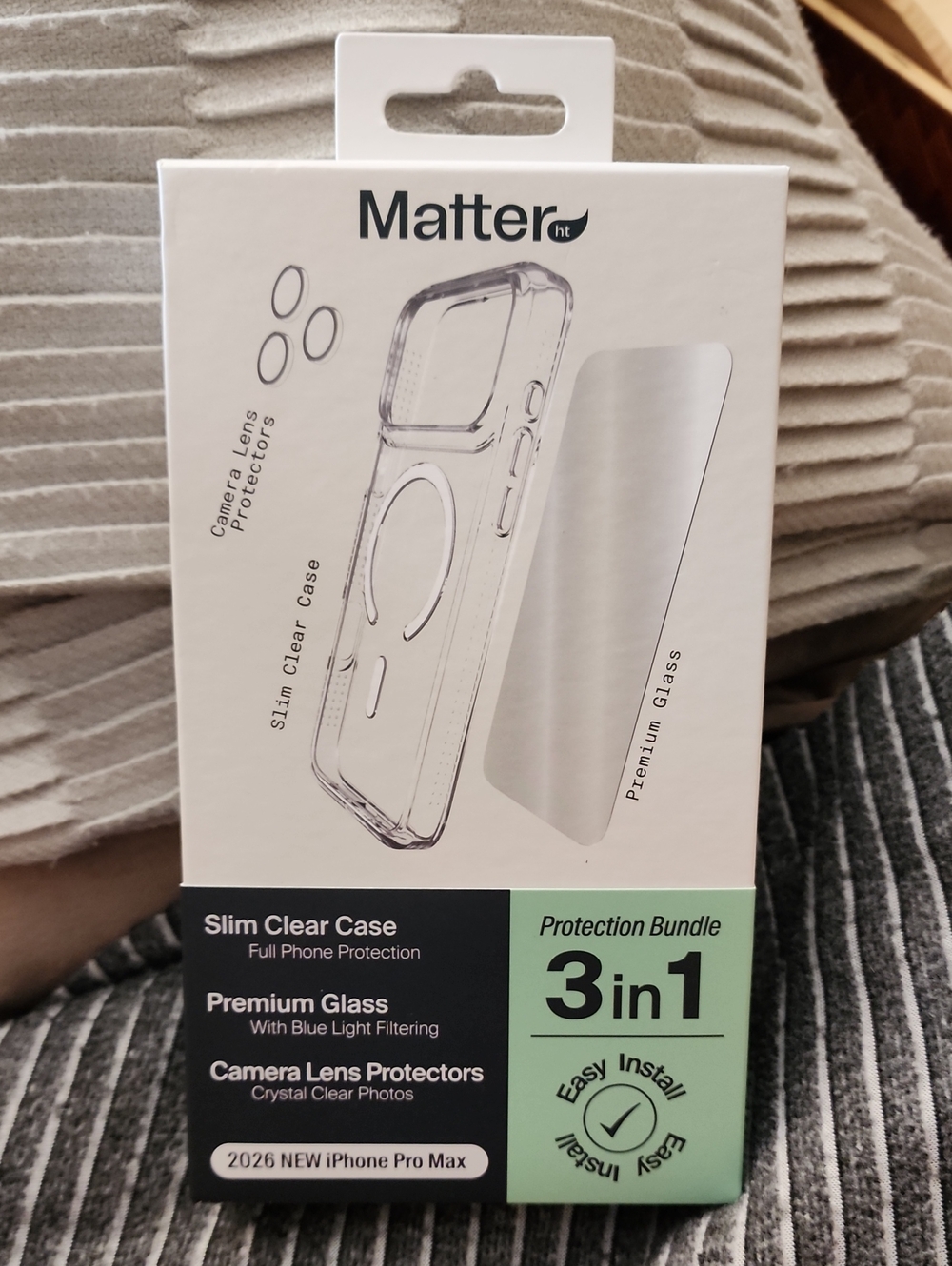 3-in-1 Slim Clear Case & Premium Glass Screen Protector - Clear
